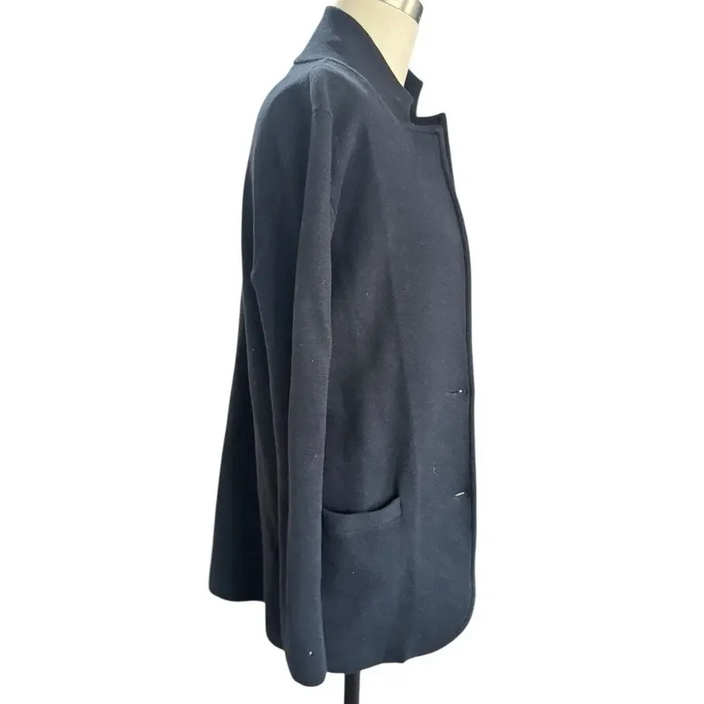 J.Crew Mercantile Knit Blazer Sweater Black Soft Cotton Long Sleeve Size XS